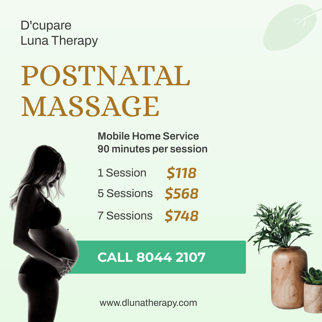 dlunatherapy postnatal massage-package singapore